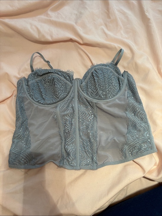 Garage Tops - Lace Longline Bustier Corset Bra — Sage Green